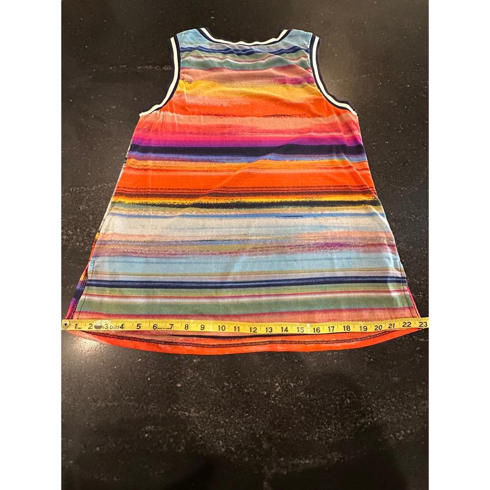 Boston Proper‎ Mesh Tank Top M Colorful Stripe Layered Sleeveless - Picture 13 of 14